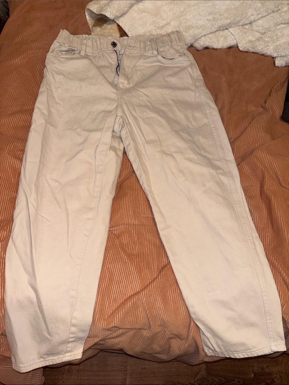 H&M Beige Elastic-Waist Casual Pants